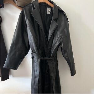 Black Faux Leather Trench Coat